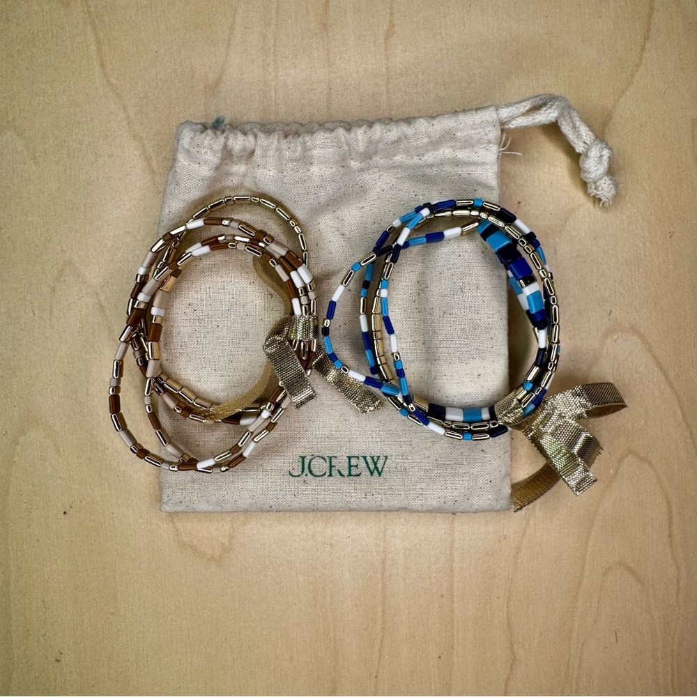 J. Crew Blue and Brown Beaded Bracelets bundle of 2 NWT